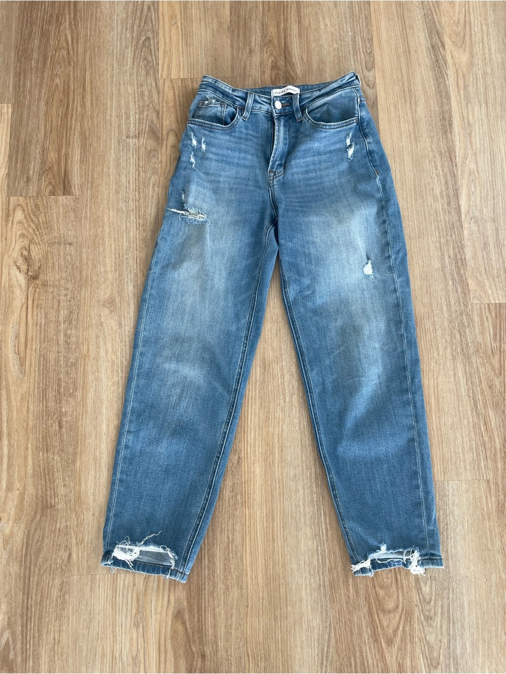 Flying Monkey High-Rise Distressed Women’s Jeans — Blue